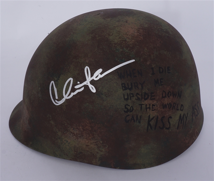 Charlie Sheen Autographed "Platoon" Movie Replica Army Helmet Beckett
