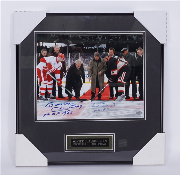Bobby Hull & Ted Lindsay Autographed & Framed 11x14 Photo