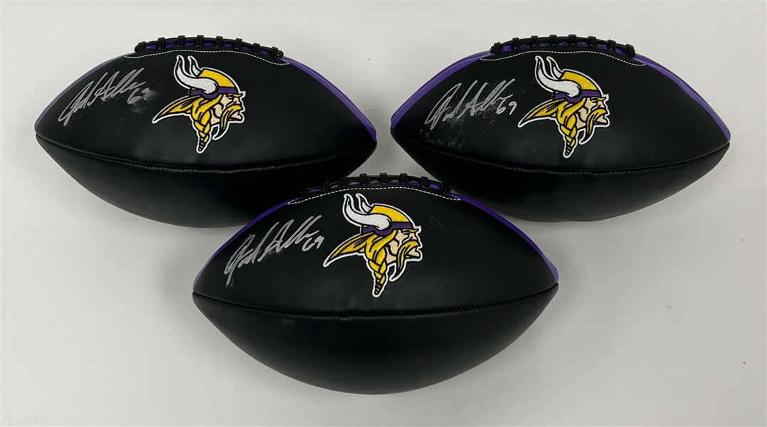 Lot of 3 Jared Allen Autographed Minnesota Vikings Footballs Beckett