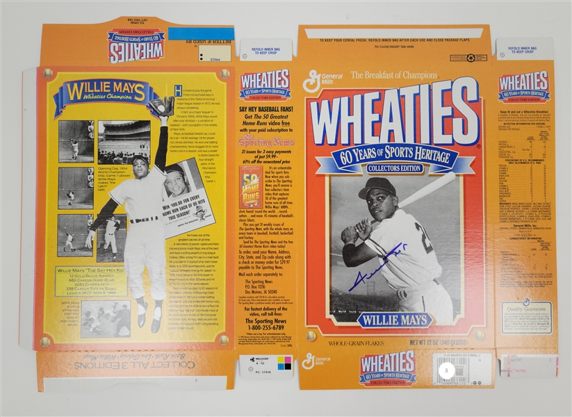 Willie Mays Autographed Wheaties Box Beckett LOA