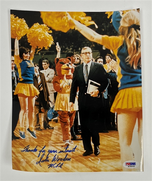 John Wooden Autographed & Inscribed 8x10 Photo PSA/DNA