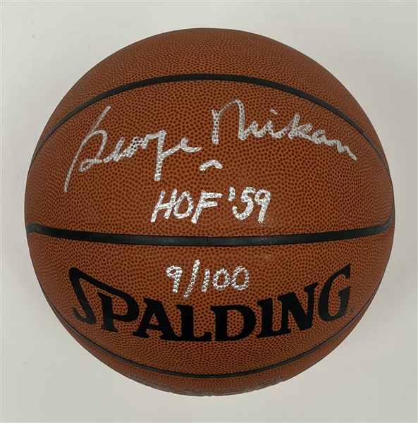 George Mikan Autographed & HOF Inscribed Spalding NBA Game Basketball LE #9/100 w/ Player Provenance