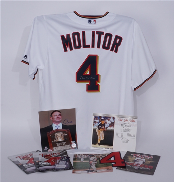 Paul Molitor Lot w/ Autographed Jersey, Photo, Magazine, & More