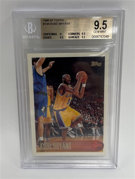 Kobe Bryant 1996-97Topps #138 Rookie Card BGS Gem Mint 9.5