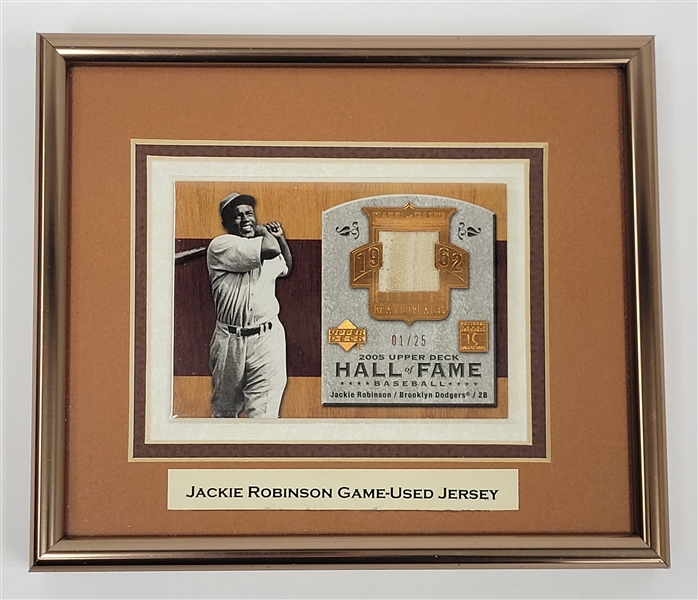 Jackie Robinson Framed 2005 Upper Deck Hall of Fame Game Used Pants Card LE #1/25
