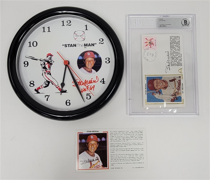 Lot of 3 Stan Musial Autographed Items