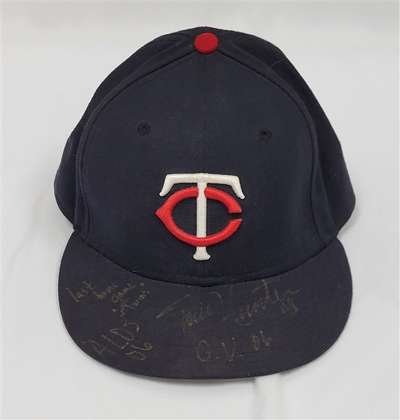 Torii Hunter 2006 ALDS Minnesota Twins Game Used & Autographed Hat w/ MVP COA