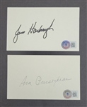 Lot of 2 Jim Harbaugh & Ara Parseghian Autographed Index Cards Beckett