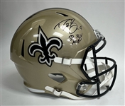 Drew Brees Autographed & Inscribed New Orleans Saints Full Size Replica Helmet w/Beckett Authentication