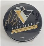 Mario Lemieux Autographed Pittsburgh Penguins Hockey Puck Steiner