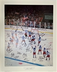 Team USA 1980 Miracle Hockey Team Autographed & Hometown Inscribed 32x26 Lithograph w/ Herb Brooks LE #8/10 Beckett LOA
