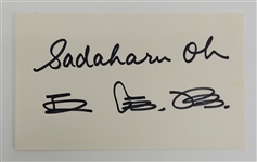 Sadaharu Oh Autographed Index Card w/ Beckett LOA