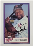 Kirby Puckett Autographed Minnesota Twins Postcard w/ Beckett LOA