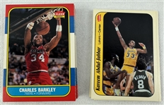 Vintage 1986-87 Fleer Basketball Card & Sticker Starter Set w/Barkley Abdul-Jabbar Thomas Worthy Bird Olajuwon & Dr. J
