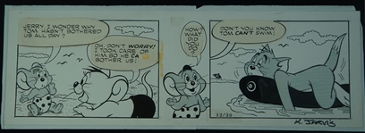 Kelly Jarvis Tom and Jerry Sunday Comic Strip Original Art Signed by Jarvis