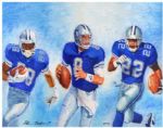 Dallas Cowboys Troy Aikman, Michael Irvin & Emmitt Smith LE Giclee On Canvas Painted By Ben Teeter