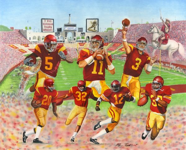 USC Heisman Trophy Winners Original Oil Painting By Ben Teeter