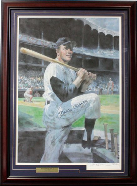 Mickey Mantle Signed 30x40 Limited Edition Artwork w/Full JSA LOA