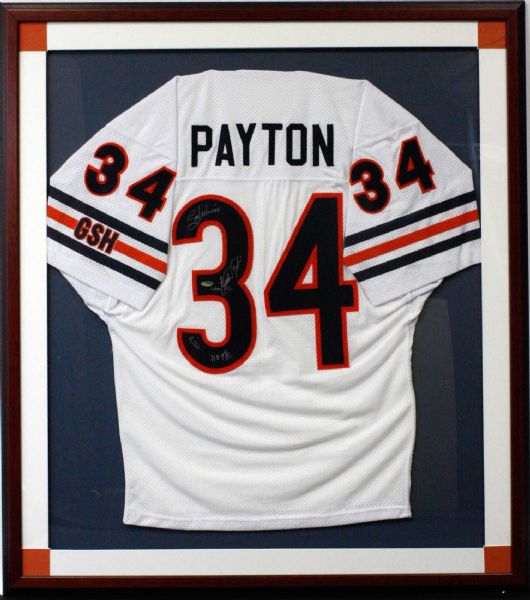 Walter Payton Autographed & Framed Limited Edition STAT Jersey