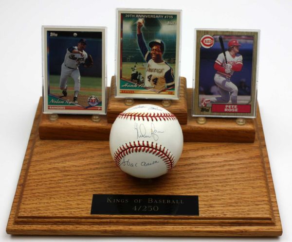 "Kings of Baseball" Autographed Baseball & Card Display