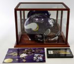 Adrian Peterson Autographed Multi Inscription Helmet & Ticket with Display Case