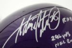 Adrian Peterson Autographed Multi Inscription Helmet & Ticket with Display Case