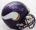 Adrian Peterson Autographed Multi Inscription Helmet & Ticket with Display Case