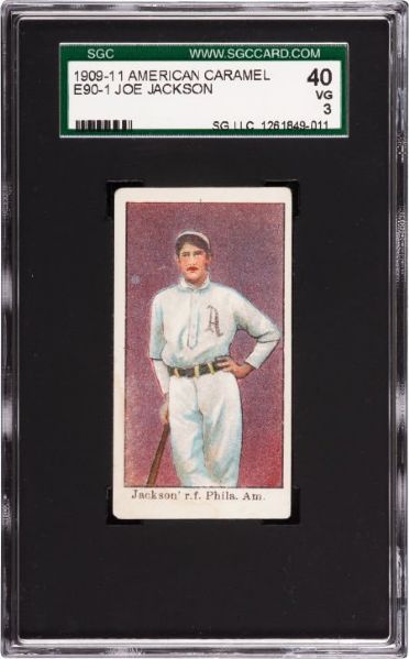 Shoeless Joe Jackson 1909-11 American Caramel E90-1 Rookie Card Graded SGC 40
