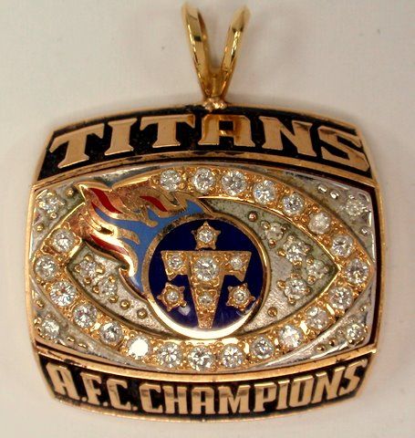 Tennessee Titans Super Bowl XXXIV AFC Champions 14K Gold Pendant w/ 38 Genuine Diamonds