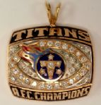 Tennessee Titans Super Bowl XXXIV AFC Champions 14K Gold Pendant w/ 38 Genuine Diamonds