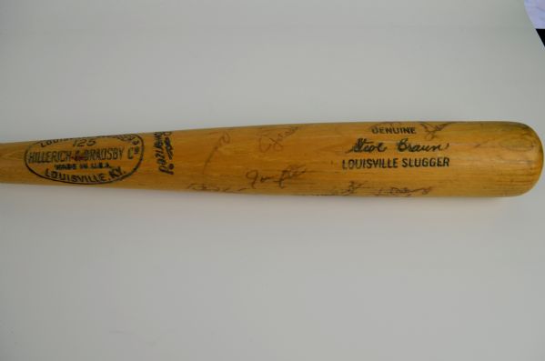 Steve Braun 1973 Minnesota Twins Professional Model Team Signed Bat w/24 Signatures