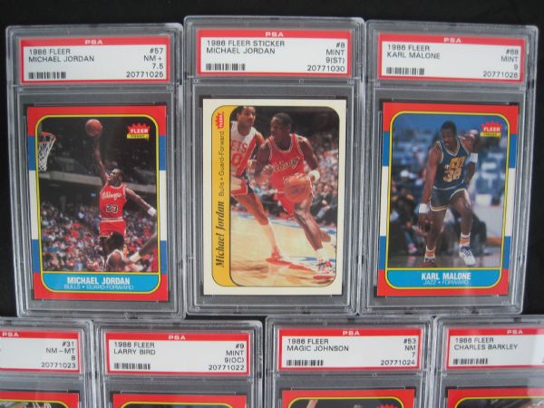 1986-87 Fleer Basketball Card Set w/Michael Jordan Rookie Card PSA 7.5 & Sticker PSA 9