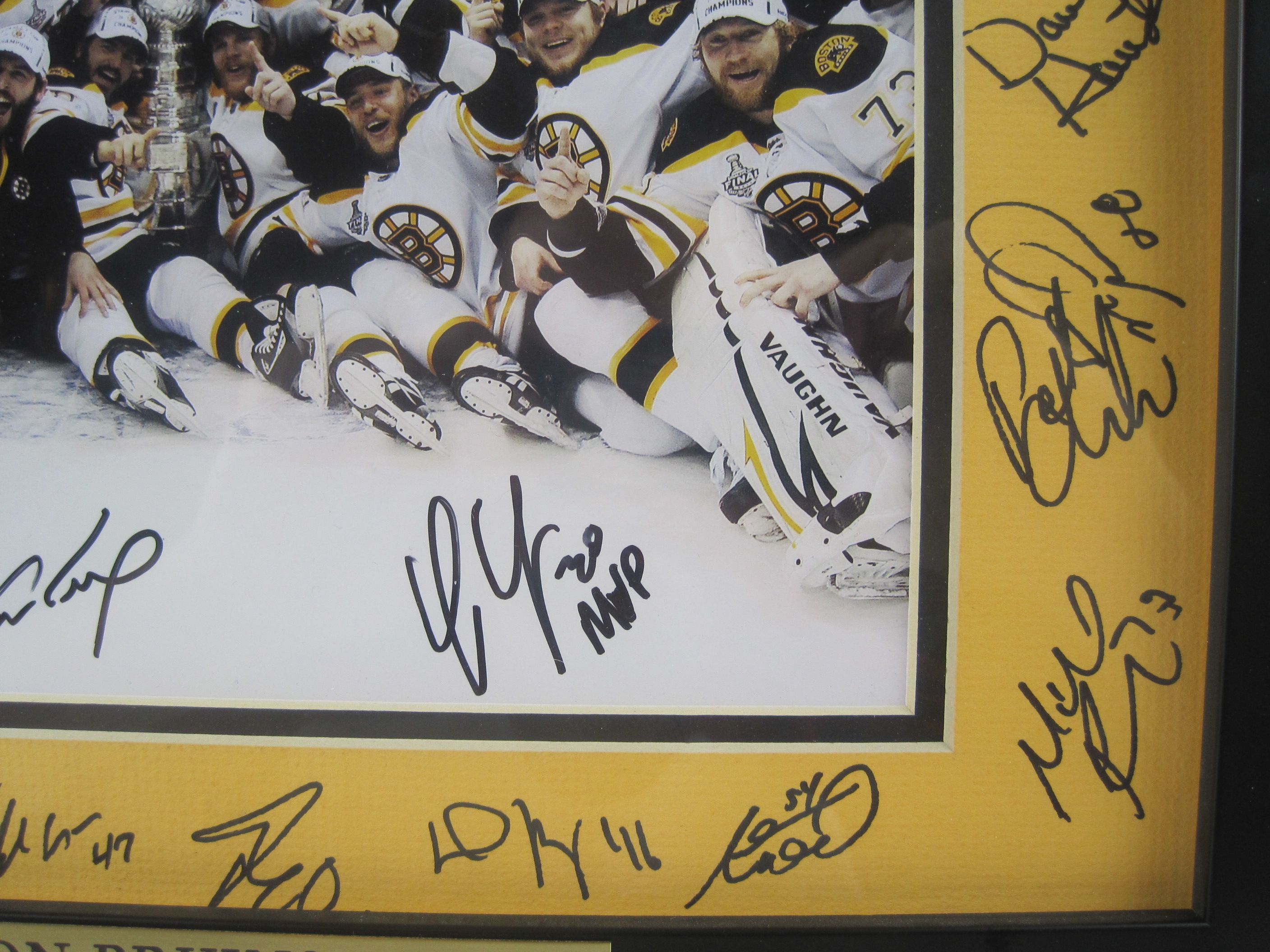 2010–11 Boston Bruins Stanley Cup Champs Team Signed Jersey Framed JSA COA