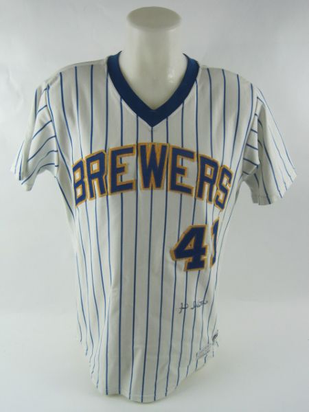 Jim Slaton 1982 Milwaukee Brewers Professional Model ALDS & World Series Jersey w/Heavy Use