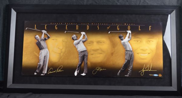 Tiger Woods Jack Nicklaus & Arnold Palmer UDA Autographed Limited Edition Framed Display
