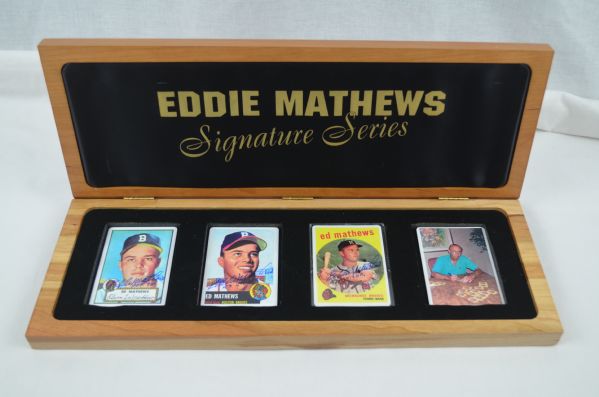 Eddie Mathews Autographed Signature Series Porcelain Card Set