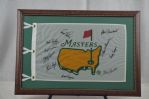 Masters Autographed & Framed Golf Pin Flag w/10 Signatures