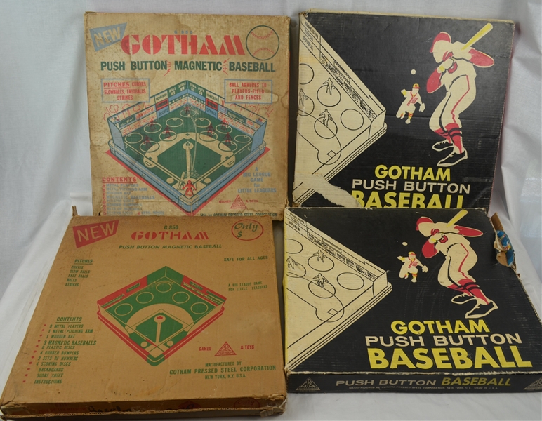 Vintage 1950s Collection of 4 Push Button Baseball Games 