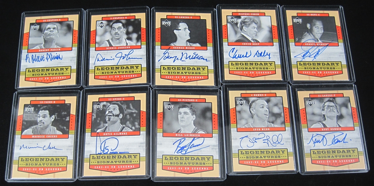 NBA Collection of 10 Autographed Insert Cards w/George Mikan
