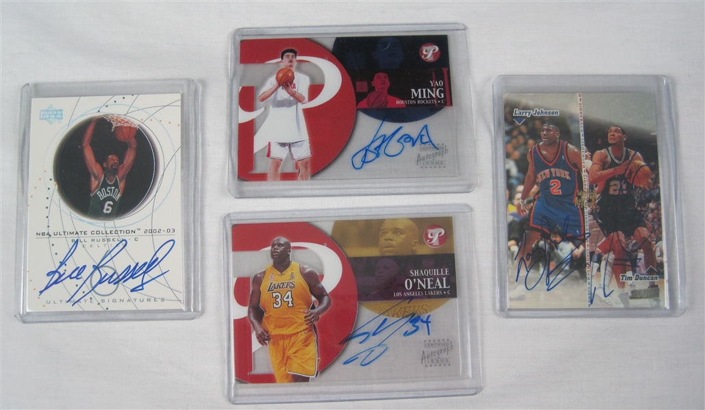 NBA Collection of 4 Autographed Insert Cards w/Bill Russell