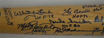 Hall of Fame Autographed Bat w/15 Signatures 