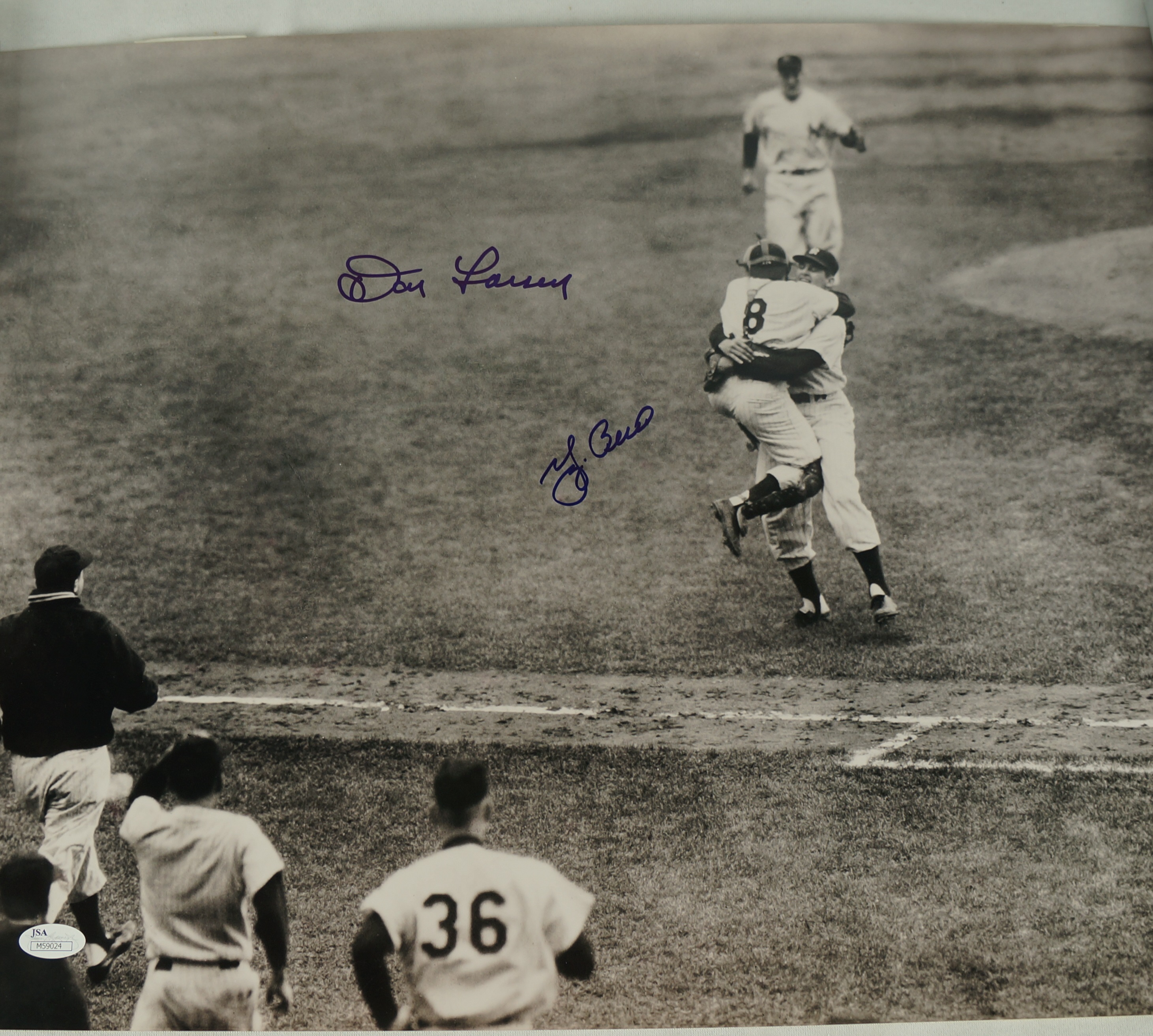 Lot Detail - Don Larsen & Yogi Berra Dual Signed 1956 World Series Perfect  Game 16x20 Photo