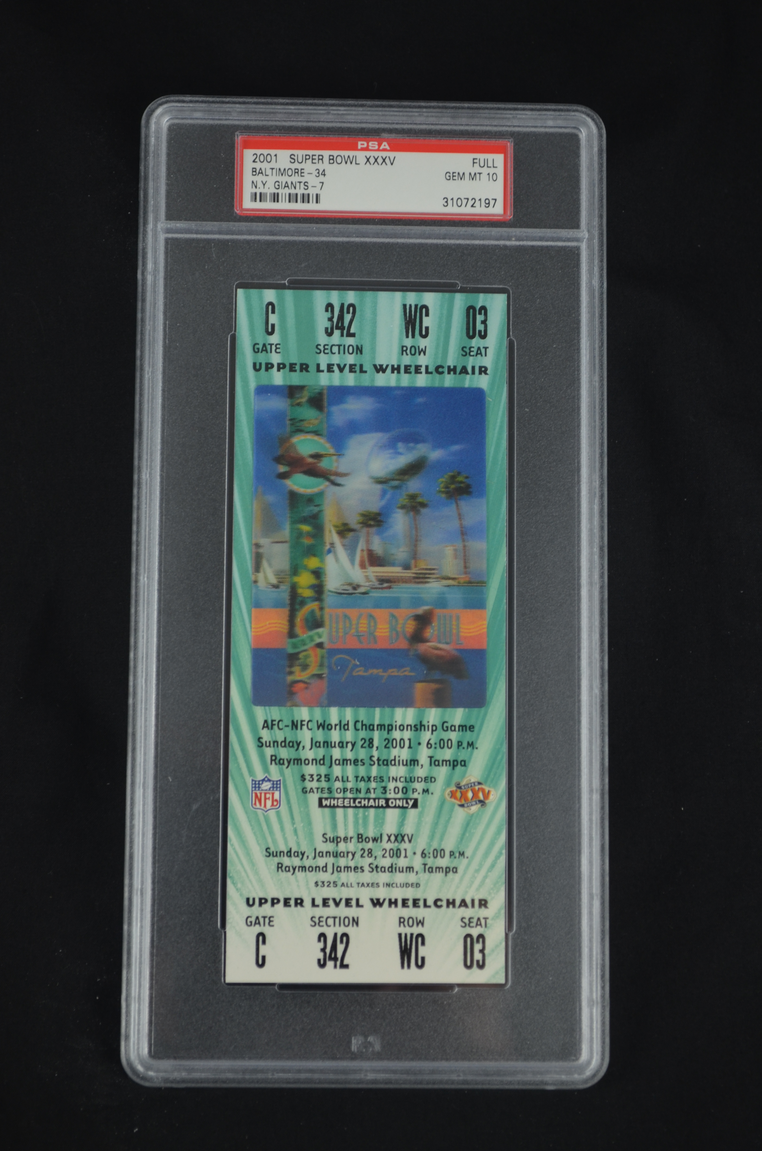 2001 Super Bowl XXXV PSA 8 ticket