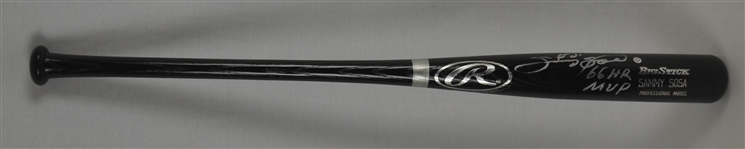 Sammy Sosa Autographed & Inscribed 66 HR MVP Bat