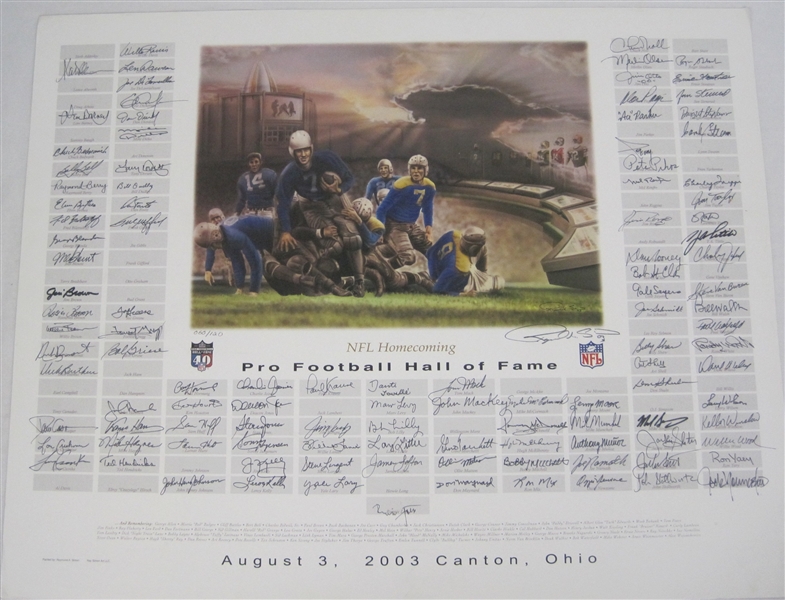 Amazing NFL Hall of Fame Signed Lithograph w/111 Signatures 