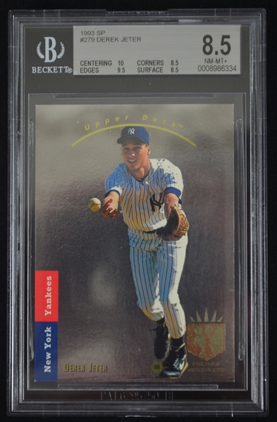 Derek Jeter 1993 SP Foil Rookie Card #279 BGS 8.5 NM-MT+