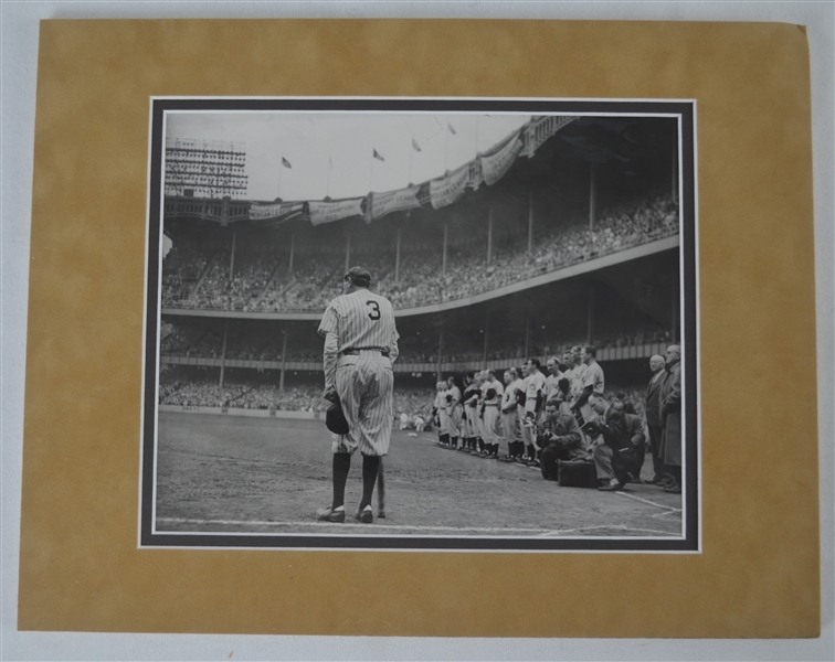 Babe Ruth Original 1948 Retirement Photo Signed by Nat Fein