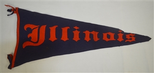 Vintage c. 1920's Illinois Fighting Illini Felt Pennant