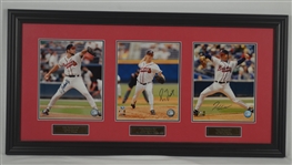 Greg Maddux Tom Glavine & John Smoltz Autographed Cy Young Display