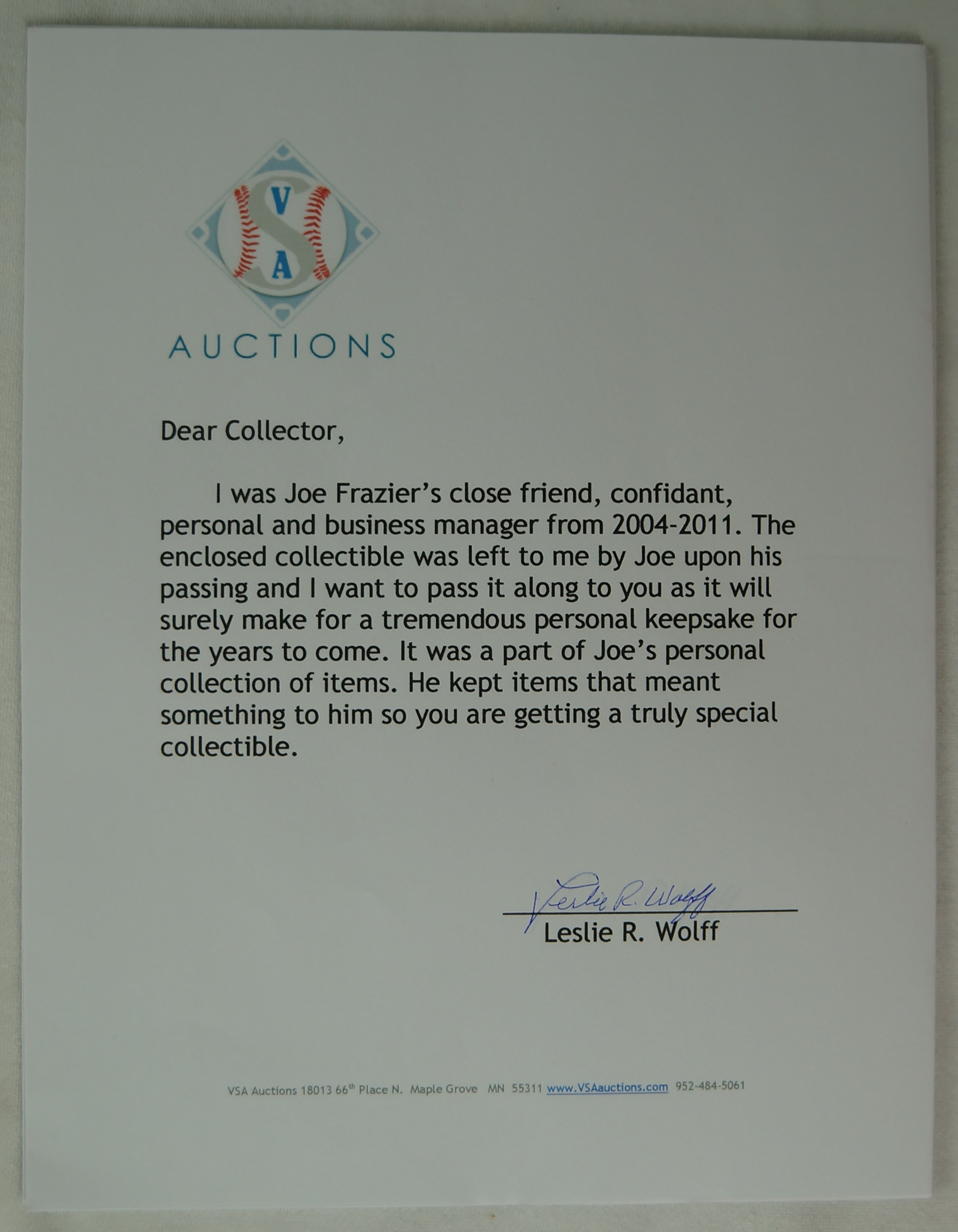 Lot detail joe frazier personal letter of commendation from u s army